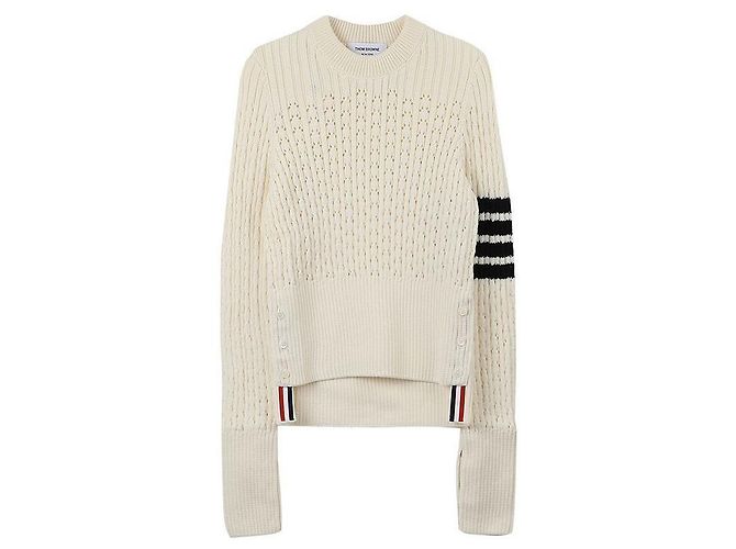 Thom Browne Woll-Punktmuster-Pullover für Frauen Weiß - Ansicht 3