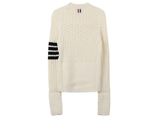 Thom Browne Woll-Punktmuster-Pullover für Frauen Weiß - Ansicht 4