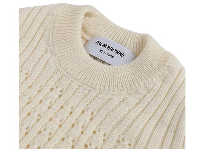 Thom Browne Woll-Punktmuster-Pullover für Frauen Weiß - Ansicht 5