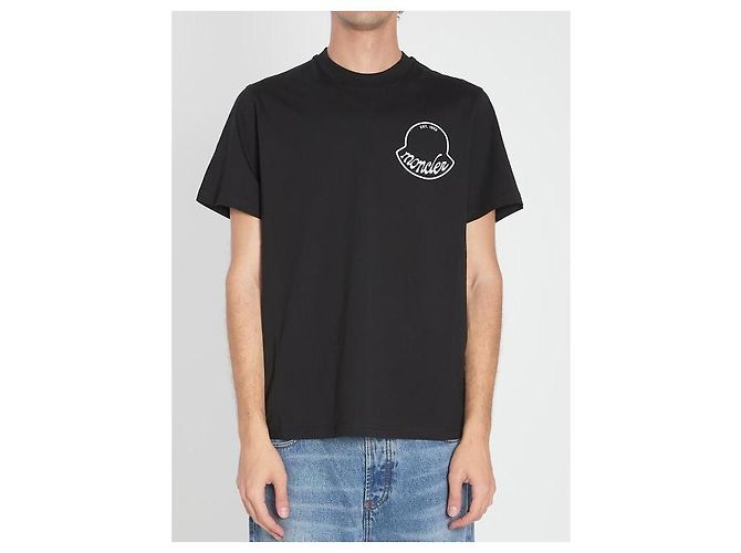Moncler Baumwoll-T-Shirt mit Logo-Druck Schwarz - Ansicht 4