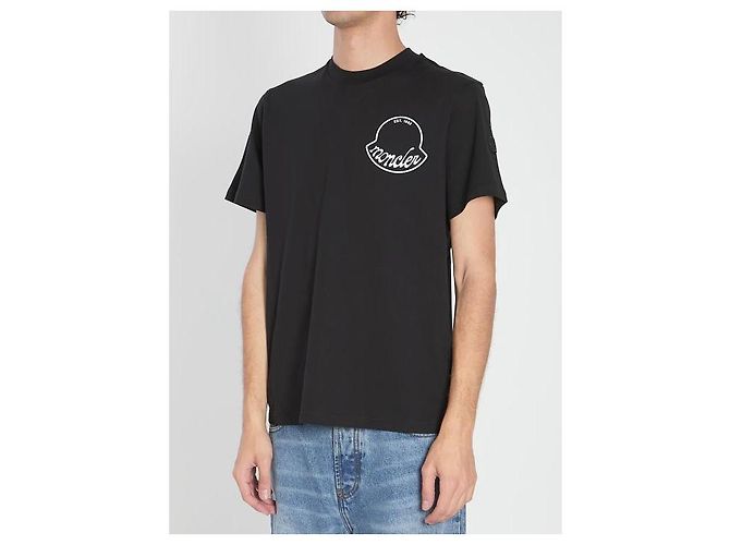Moncler Baumwoll-T-Shirt mit Logo-Druck Schwarz - Ansicht 5