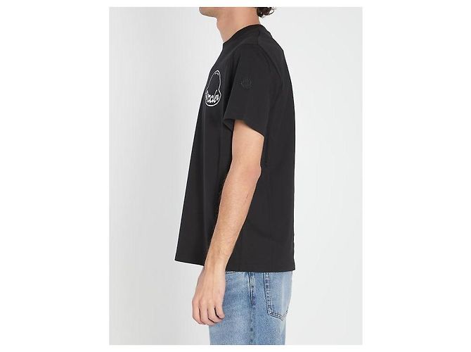 Moncler Baumwoll-T-Shirt mit Logo-Druck Schwarz - Ansicht 6