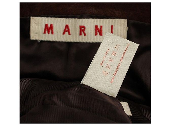 Marni Dunkelbraune Vintage-Lederrock - Ansicht 5