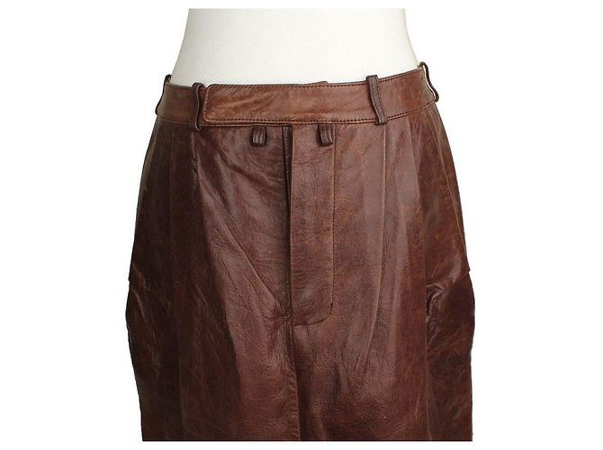 Marni Dunkelbraune Vintage-Lederrock - Ansicht 6