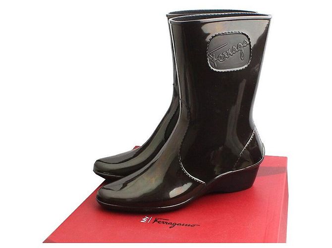 Salvatore Ferragamo Botas de lluvia marrón oscuro Castaño - vista 5