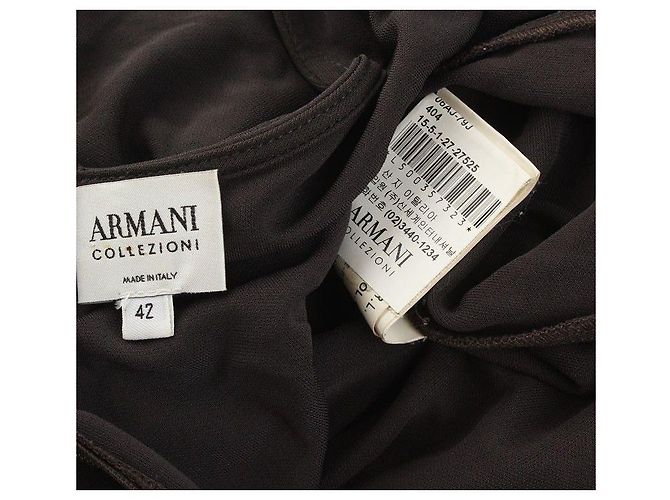 Vestido Frill Marrón Armani Collezioni Castaño - vista 3