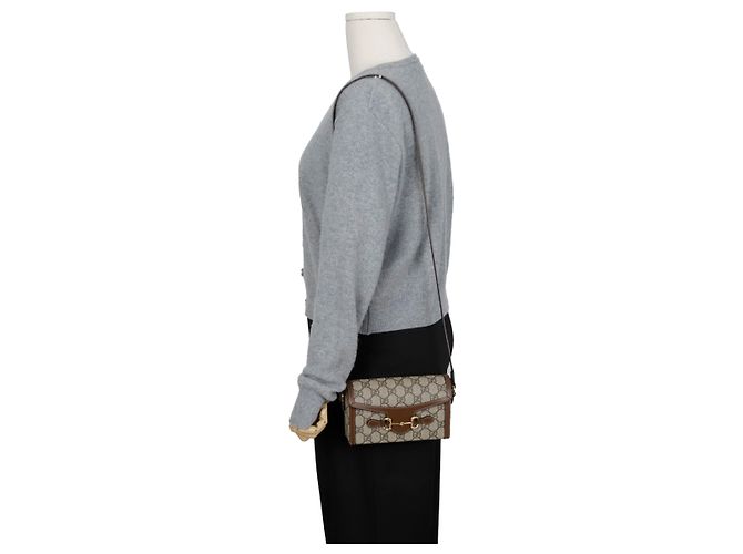 Gucci Borsa a spalla mini Horsebit Marrone - vista 11