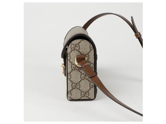 Gucci Borsa a spalla mini Horsebit Marrone - vista 3