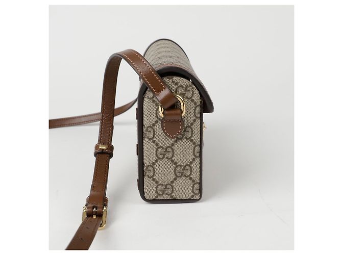 Gucci Borsa a spalla mini Horsebit Marrone - vista 5