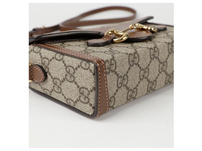 Gucci Borsa a spalla mini Horsebit Marrone - vista 7