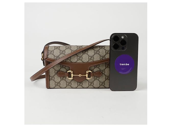 Gucci Borsa a spalla mini Horsebit Marrone - vista 9