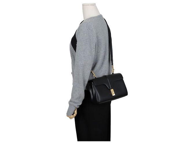Céline Weiche Schulter-Crossbody-Tasche Schwarz - Ansicht 10