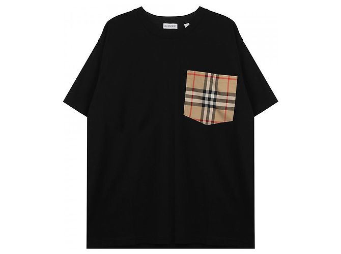Burberry Kariertes Baumwoll-T-Shirt mit Tasche - Ansicht 4