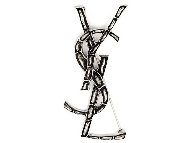 Saint Laurent Broche de Cocodrilo Plata - vista 4