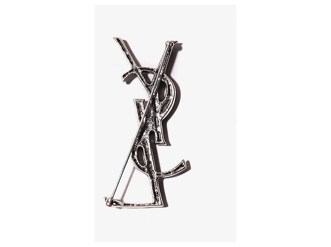 Saint Laurent Broche de Cocodrilo Plata - vista 5