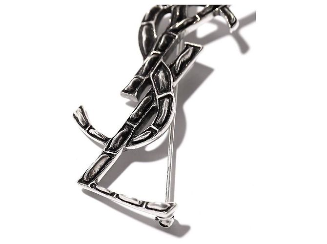 Saint Laurent Broche de Cocodrilo Plata - vista 7