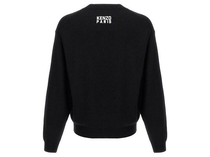 Kenzo Happy Tiger Embroidered Wool Sweater Black - view 5
