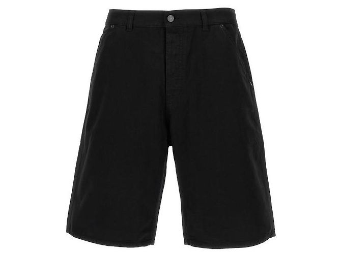 Saint Laurent Bermuda baggy in twill di cotone Nero - vista 4