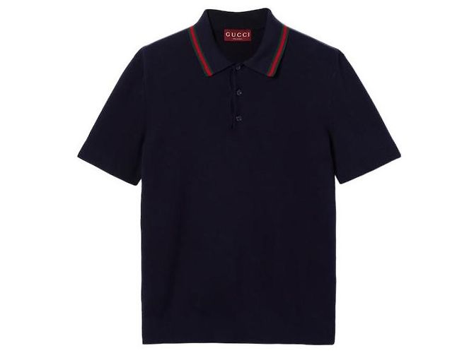 Gucci Polo in Seta e Cotone Blu - vista 4