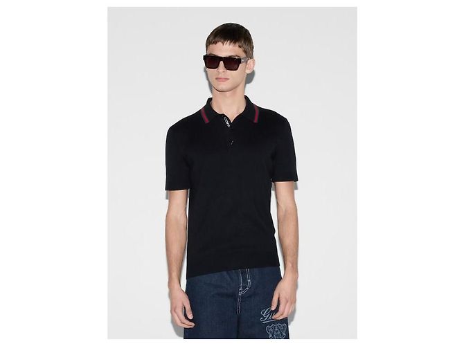 Gucci Polo in Seta e Cotone Blu - vista 6