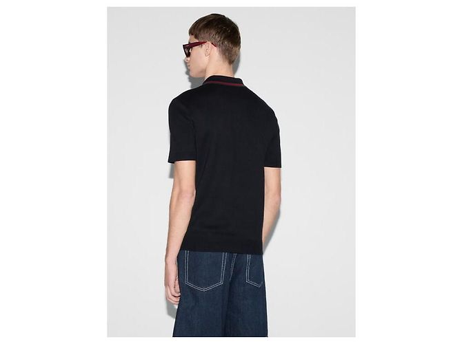 Gucci Polo in Seta e Cotone Blu - vista 7