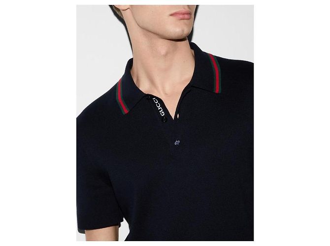 Gucci Polo in Seta e Cotone Blu - vista 8