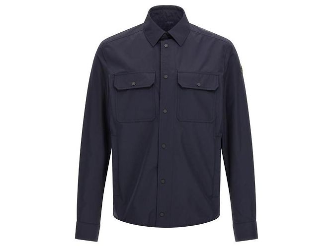 Moncler Camisa com patch de couro Azul - vista 4