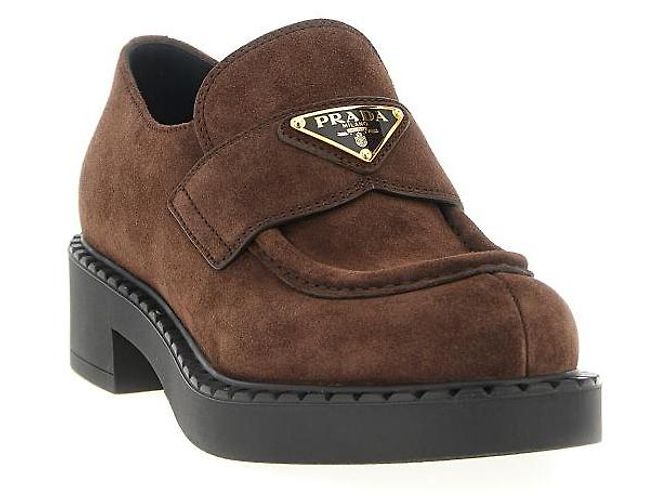 Prada Mocassini in suede cioccolato Marrone - vista 5