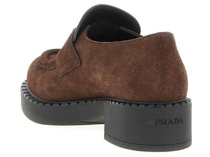 Prada Mocassini in suede cioccolato Marrone - vista 6