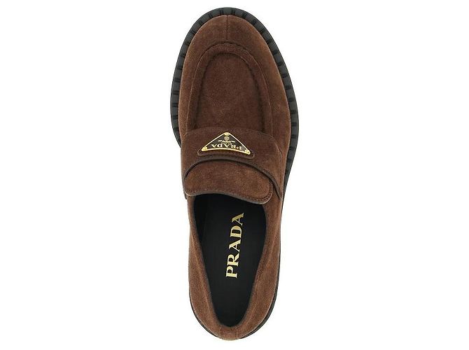 Prada Mocassini in suede cioccolato Marrone - vista 7