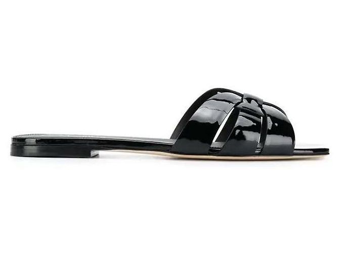 Saint Laurent Mule Piatto Tribute in Pelle Lucida - vista 4