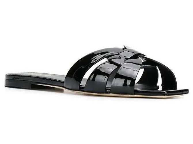 Saint Laurent Mule Piatto Tribute in Pelle Lucida - vista 5