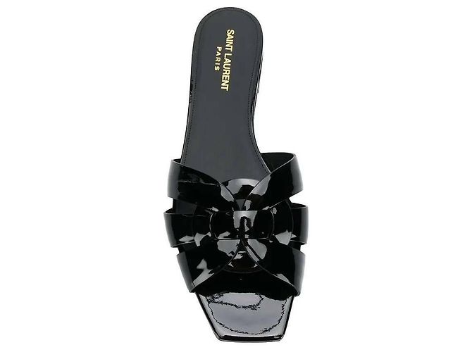 Saint Laurent Mule Piatto Tribute in Pelle Lucida - vista 7