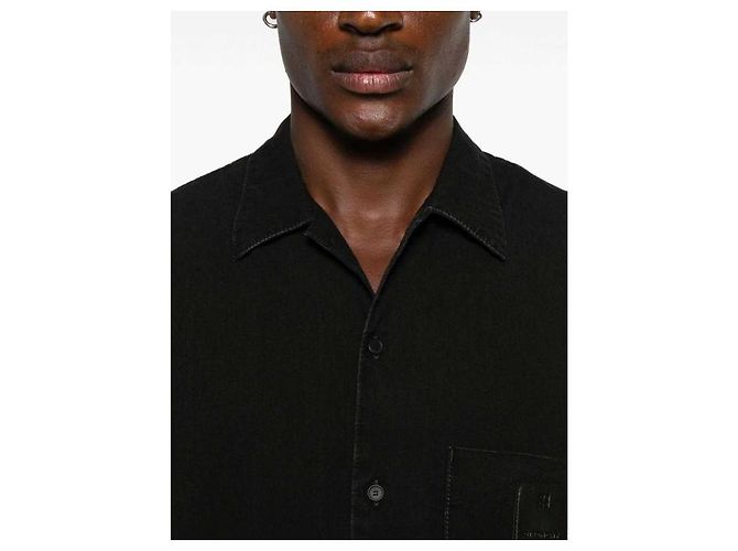 Givenchy Camisa de algodão com logo em patch e mangas curtas Preto - vista 6