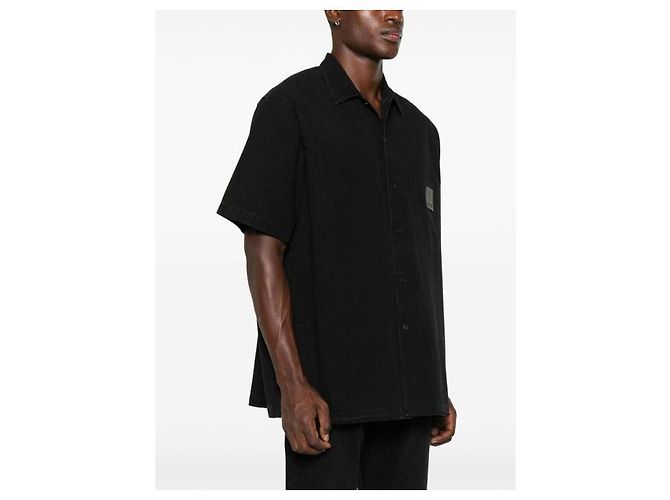 Givenchy Camisa de algodão com logo em patch e mangas curtas Preto - vista 7