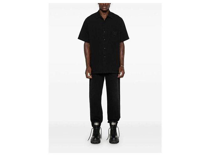 Givenchy Camisa de algodão com logo em patch e mangas curtas Preto - vista 8