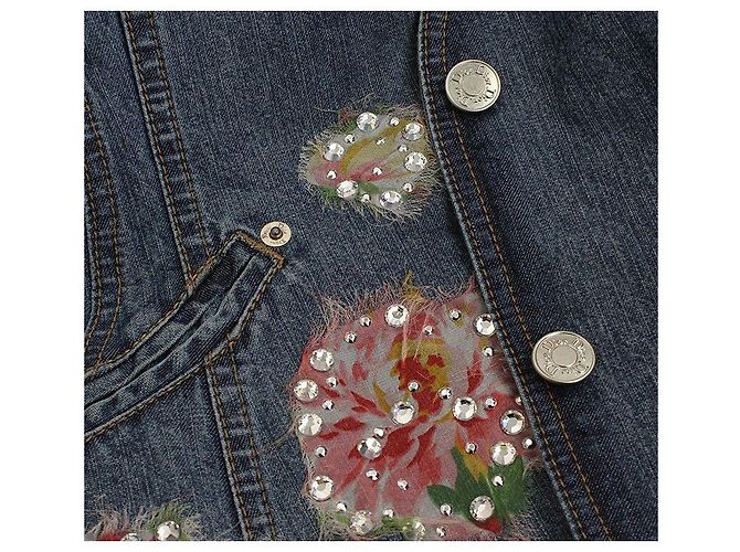 Dior Boutique Denim Silk Appliqué Jacket Blue - view 3