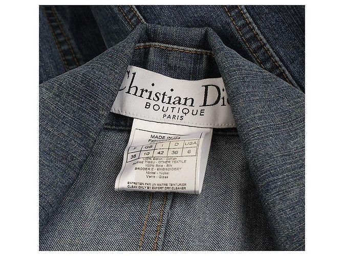 Dior Boutique Denim Silk Appliqué Jacket Blue - view 4
