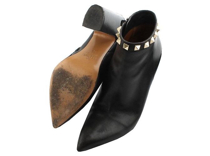 Valentino Botines Rockstud en oro negro - vista 4
