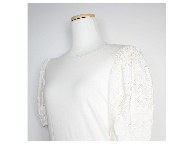 Alice + Olivia Ivory Eyelet Ärmel Top von Alice und Olivia Weiß - Ansicht 4