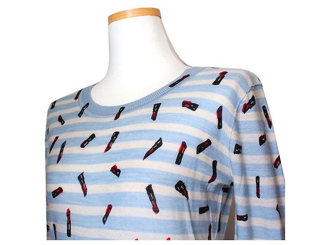 Leichtes blau gestreiftes Strickoberteil von Sonia Rykiel - Ansicht 4