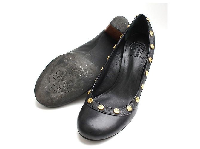 Pompes Logo Or Tory Burch Noir - vue 3