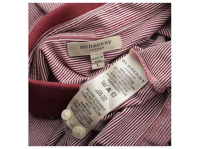 Burberry Camicia Piquet a Righe Bordeaux da Uomo Rosso - vista 3