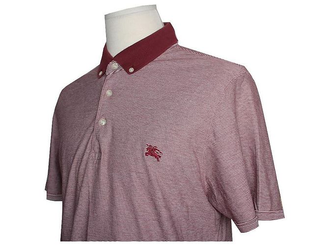 Burberry Camicia Piquet a Righe Bordeaux da Uomo Rosso - vista 4