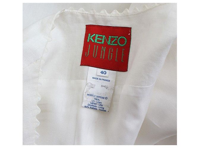 Kenzo Chaqueta de lino blanco bordada Jungle Line - vista 3