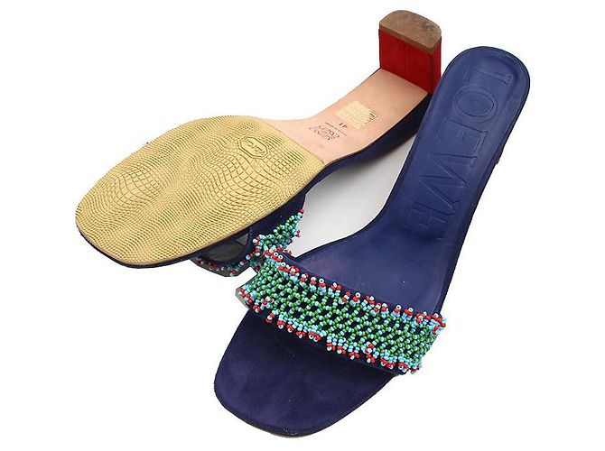 Loewe Mules mit Perlenverzierung Blau - Ansicht 3