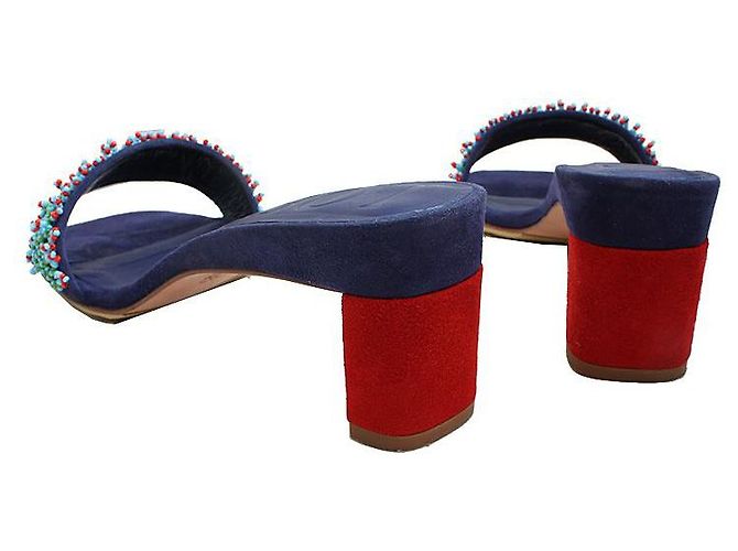 Loewe Mules mit Perlenverzierung Blau - Ansicht 4