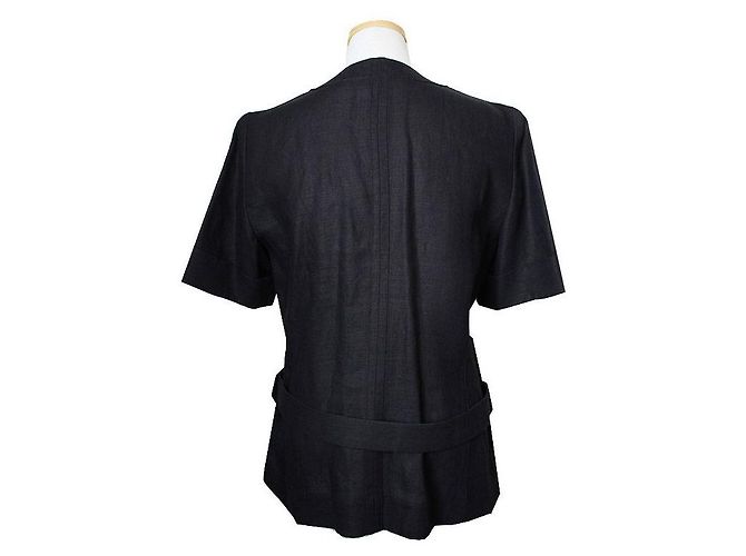 Veste ceinturée en lin noir Sonia Rykiel - vue 2