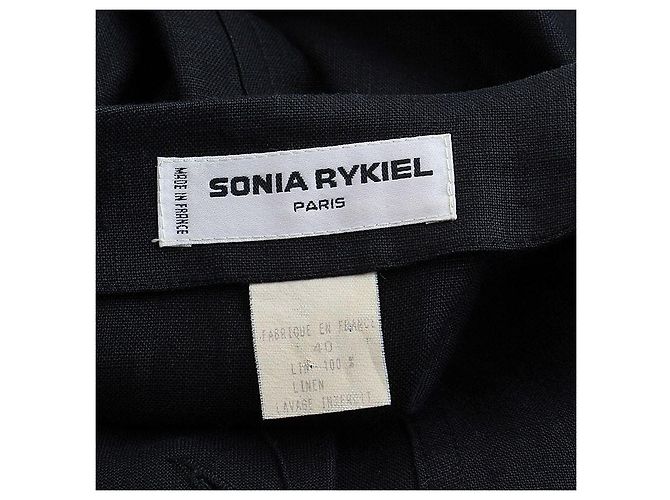 Veste ceinturée en lin noir Sonia Rykiel - vue 3
