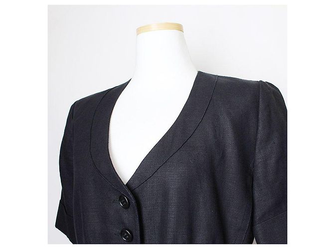 Veste ceinturée en lin noir Sonia Rykiel - vue 4